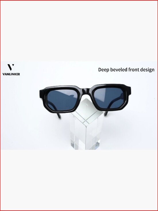 Retro Chunky Rectangle Sunglasses with UV400 Protection